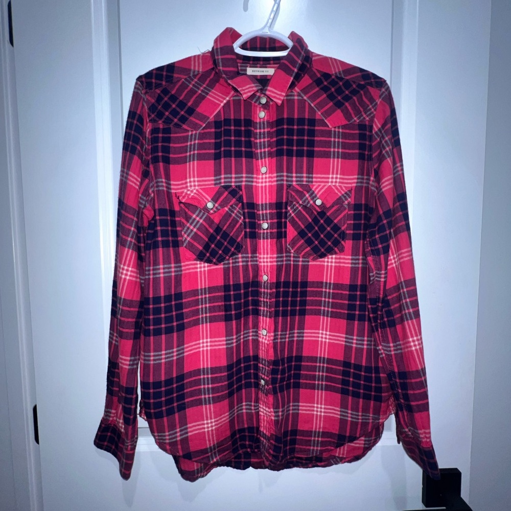 American Eagle Boyfriend fit red flannel